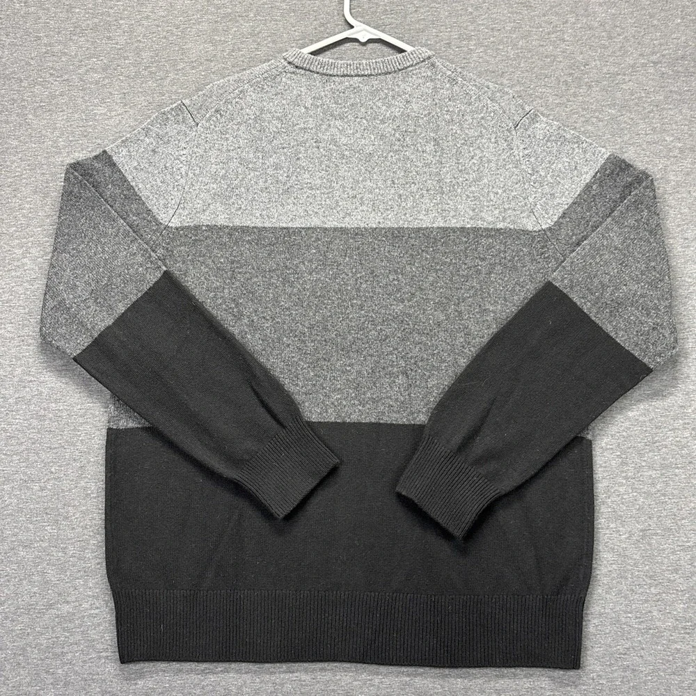 BANANA REPUBLIC‎ EXTRA FINE MERINO WOOL CREW NECK SWEATER MENS XL GRAY BLACK NEW